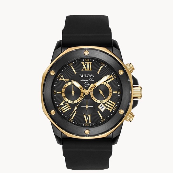 Bulova Black and Gold Men's Watch - Picture 1 of 4